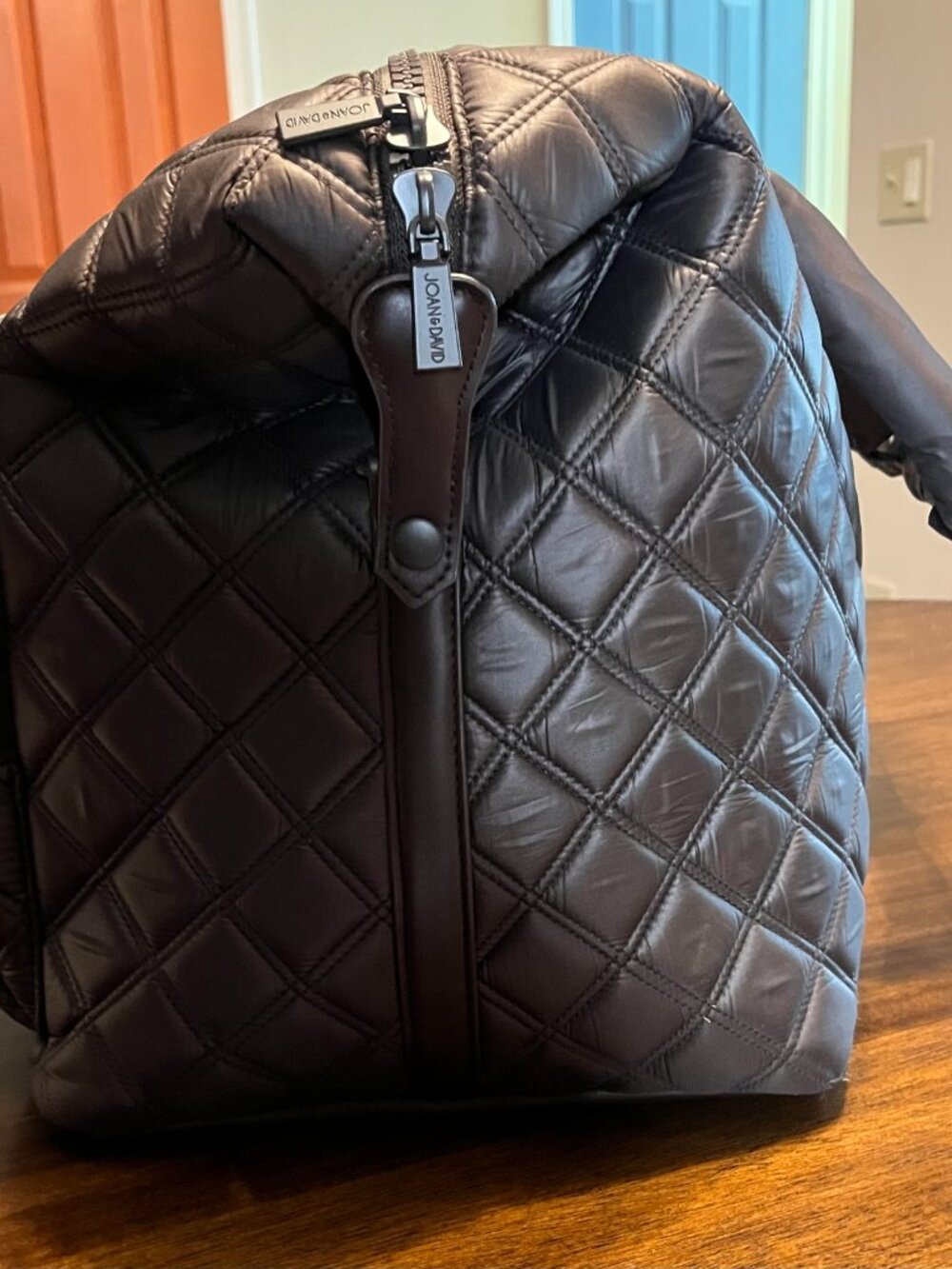 Joan & David 22" Diamond-Quilted Parachute Nylon Spacious Weekender/Duffle Bag - Picture 6 of 9